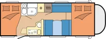 Grundriss Tag Hobby OnTour A 720 GFM /6 Schlafplätze/Markise/Automatik