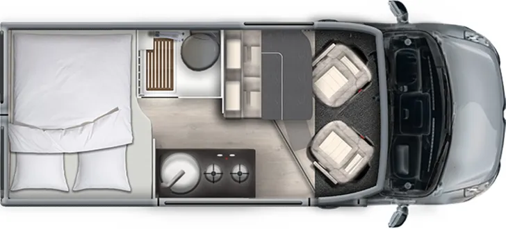 Grundriss Tag Ahorn Camp Van 550 Lithiumbatterie+Automatik+Dieselheizung