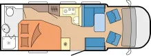 Grundriss Tag Hobby Maxia T 740 WF /Automatik/Heckbad