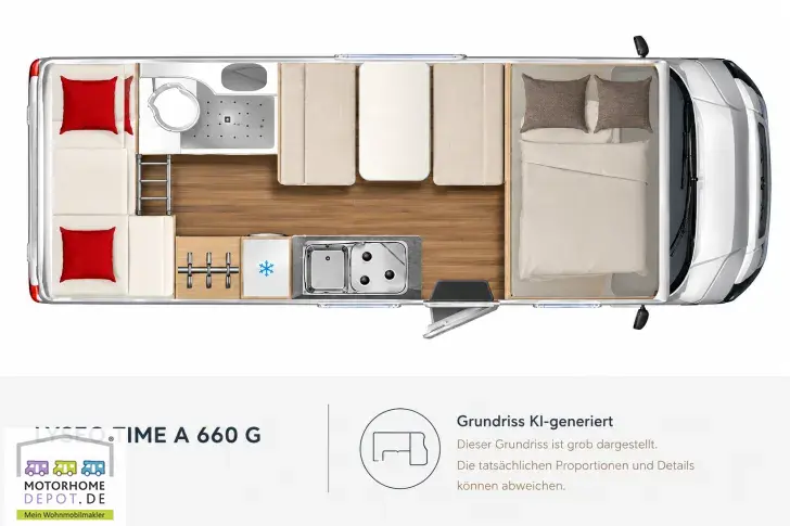 Grundriss Tag Bürstner Lyseo Time A 660 G 6 Sitzpl., Aufbauklima, SAT/TV