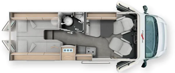 Tagesgrundriss Malibu Van Comfort 640 LE charming GT skyview Tagesgrundriss Malibu Van Comfort 640 LE charming GT skyview