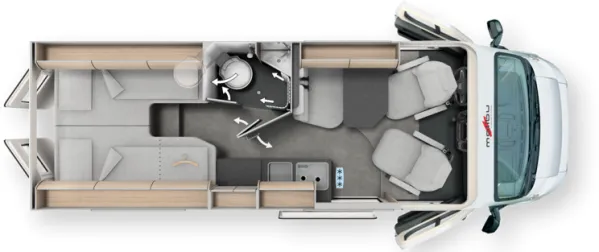 Tagesgrundriss Malibu Van First Class - Two Rooms 640 LE RB Tagesgrundriss Malibu Van First Class - Two Rooms 640 LE RB