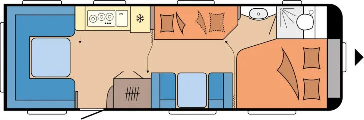 Grundriss Tag Hobby Prestige 720 UKFe Kinderbetten