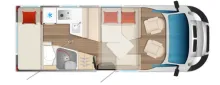 Grundriss Tag Bürstner Campeo TD 676 G *6 SP u. Auflastung mögl.*
