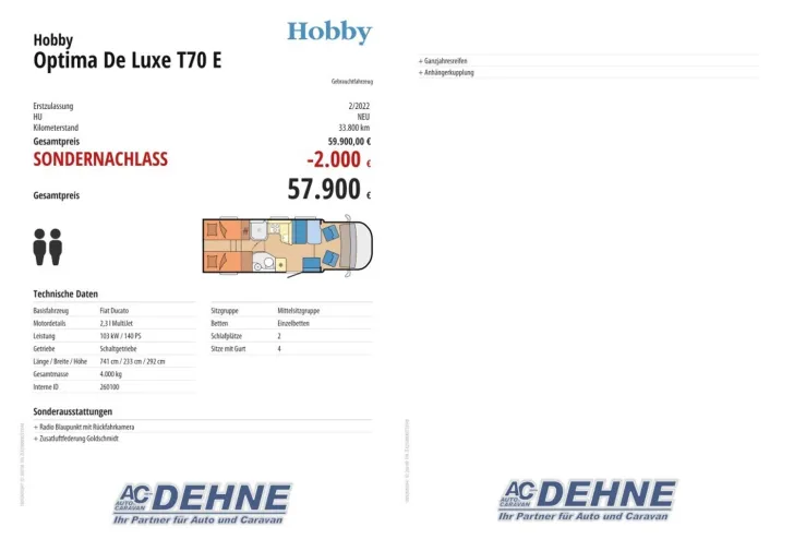 Fahrzeugbild Hobby Optima De Luxe T70 E #3