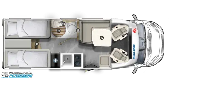 Grundriss Tag Eura Mobil Profila T 660 EB Automatik * 140 PS * Mondial+