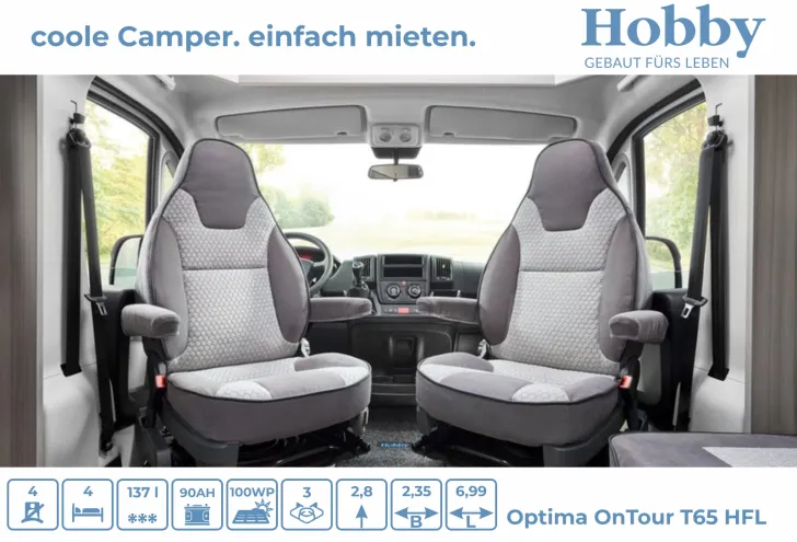Fahrzeugbild Hobby Optima ONTOUR T65 HFL Hubbett / SOLAR / MARKISE #5