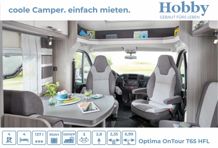 Fahrzeugbild Hobby Optima ONTOUR T65 HFL Hubbett / SOLAR / MARKISE #6