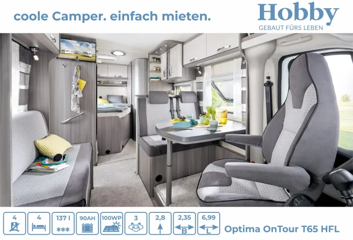 Fahrzeugbild Hobby Optima ONTOUR T65 HFL Hubbett / SOLAR / MARKISE #7