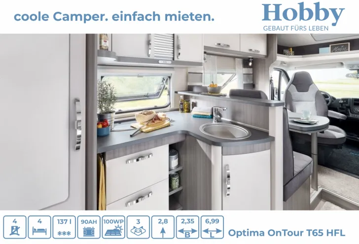 Fahrzeugbild Hobby Optima ONTOUR T65 HFL Hubbett / SOLAR / MARKISE #8