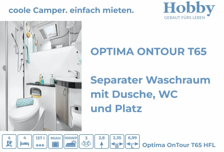 Fahrzeugbild Hobby Optima ONTOUR T65 HFL Hubbett / SOLAR / MARKISE #11