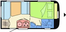 Grundriss Tag Hobby Excellent 410 SFe Nr. 70 - Mover, franz. Bett