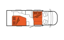 Grundriss Nacht Hobby Optima De Luxe T 75 HF 4400 kg / AHK / SAT / Markise