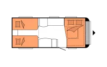 Grundriss Nacht Hobby Prestige 560 LU 2000 kg / Mover / Markise
