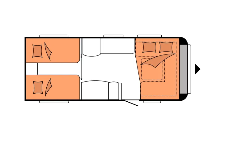 Grundriss Nacht Hobby Prestige 560 LU 2000 kg / Mover / Markise